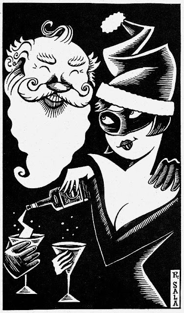 Celebrating with Santa, by Richard Sala