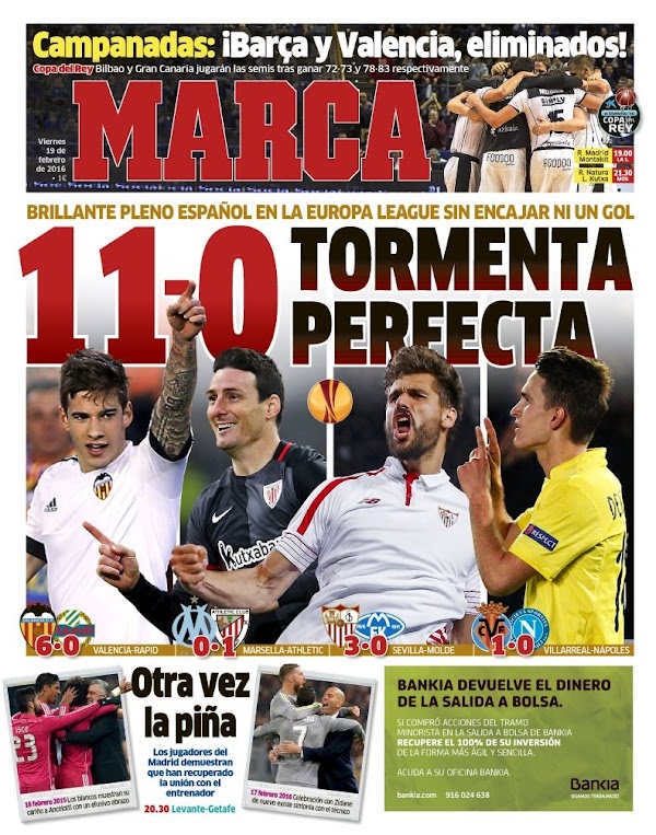 Europa League, Marca: "11-0, tormenta perfecta"