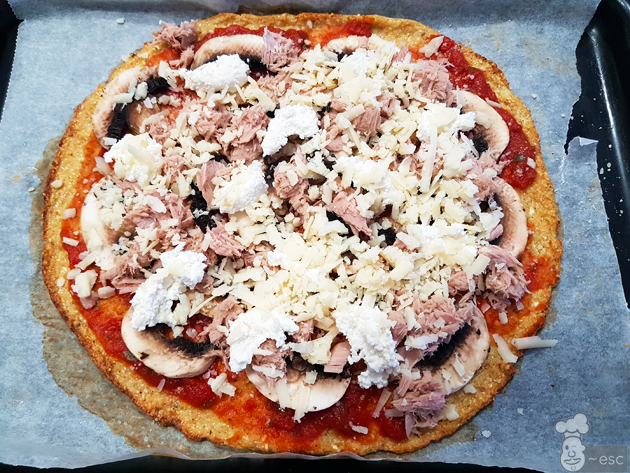 Pizza con base de coliflor paso 4
