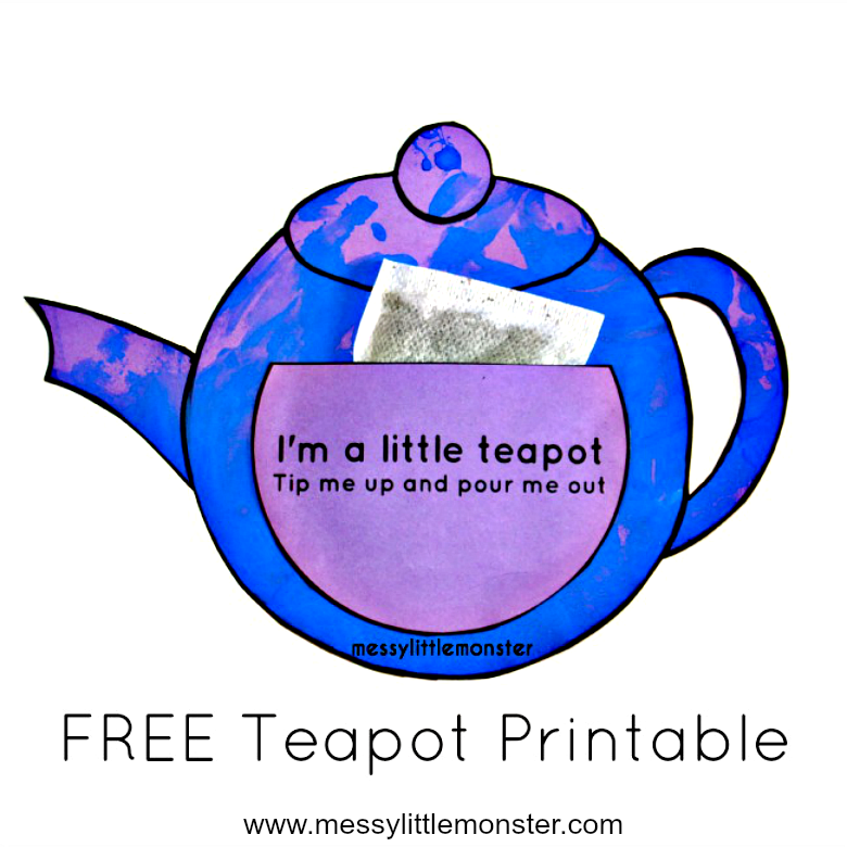 You're Teariffic teapot craft FREE printable teapot template Messy