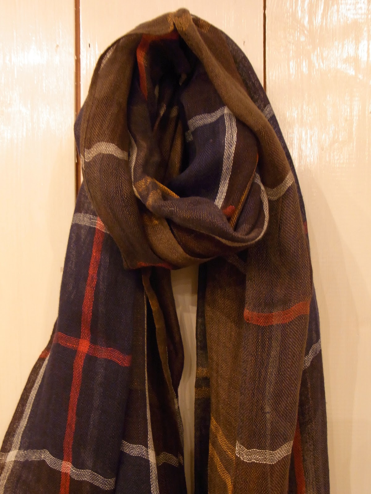 barbour tartan linen scarf