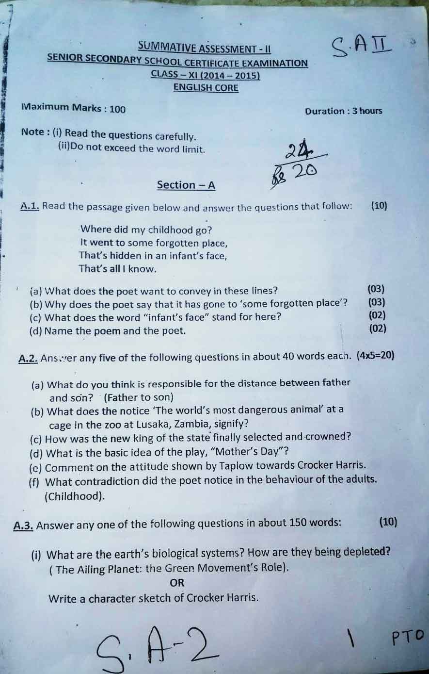 Short  Long Answer Question  The Portrait of Lady  English Class 11 PDF  Download