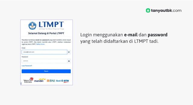 Login akun LTMPT 2021