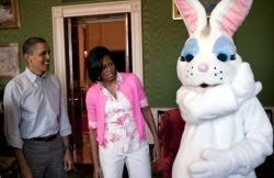 Barack and Michelle with the Easter Bunny