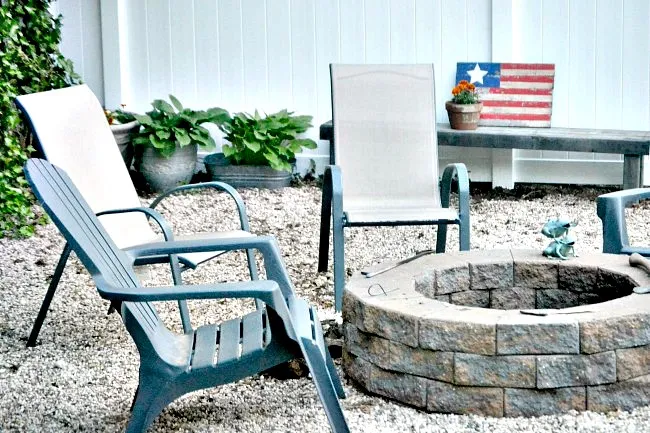 Chairs and fire pit with new fence