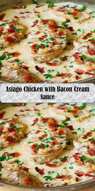 #Asiago #Chicken #with #Bacon #Cream #Sauce
