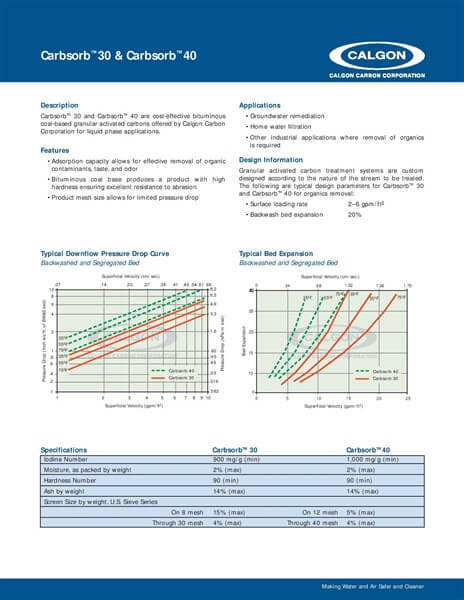 Product Data Sheet (PDS) Karbon Aktif Calgon CarbSorb 30&40