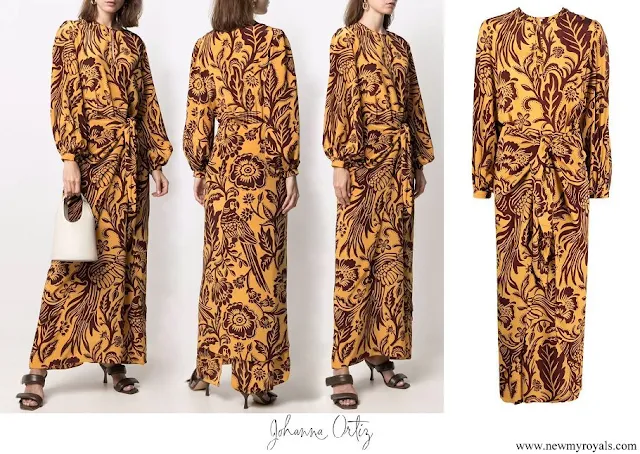 Queen Maxima wore Johanna Ortiz botanical print silk maxi dress