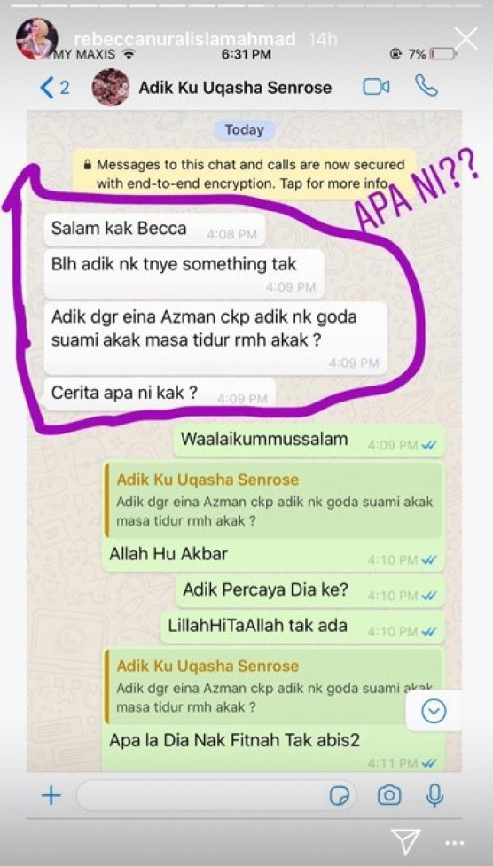 Eina Azman Fitnah Uqasha Senrose Goda Suami Rebecca Nur Islam One Malay News Eina Azman Fitnah Uqasha Senrose Goda Suami Rebecca Nur Islam One Malay News