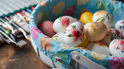 Wallpaper for free Easter eggs, colorful eggs, basket