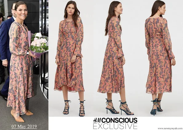 Crown Princess Victoria wore H&M print silk dress from Conscious Exclusive