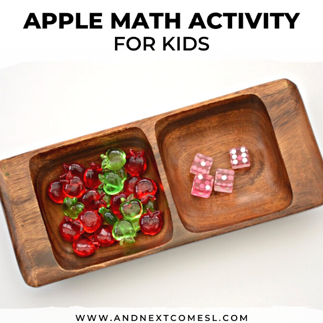Apple math activity tray