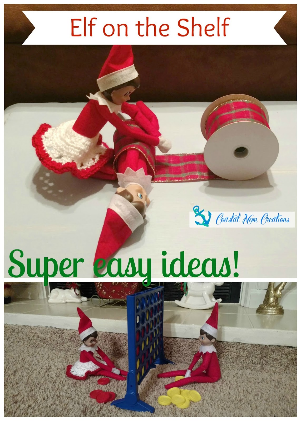 Coastal Mom Creations: Super Easy Elf on the Shelf Ideas