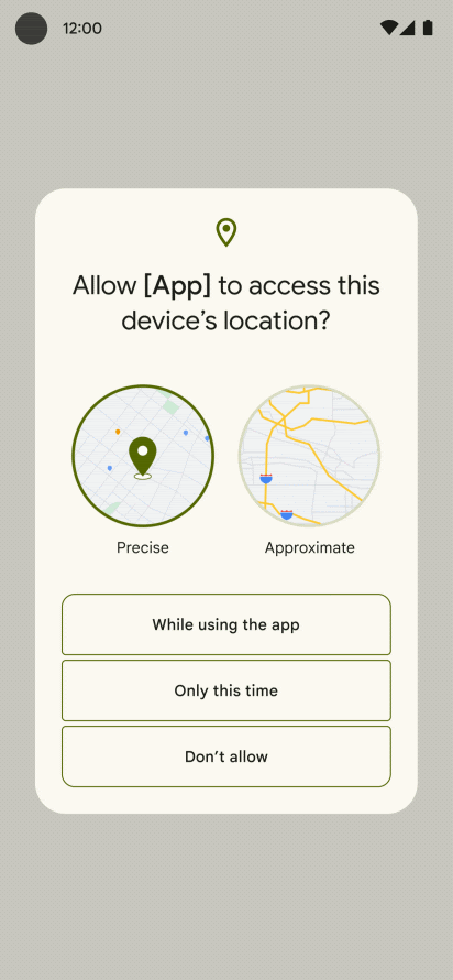 Android 12 device location