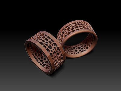 Wireframe Style Rings. Jewelry 3D Rendering.
