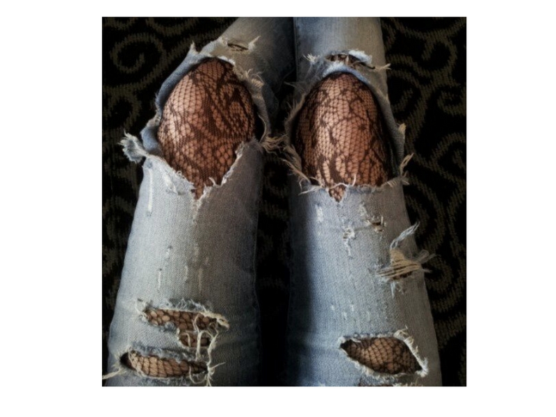 Tights and jeans with holes Fashionmylegs The tights and hosiery blog