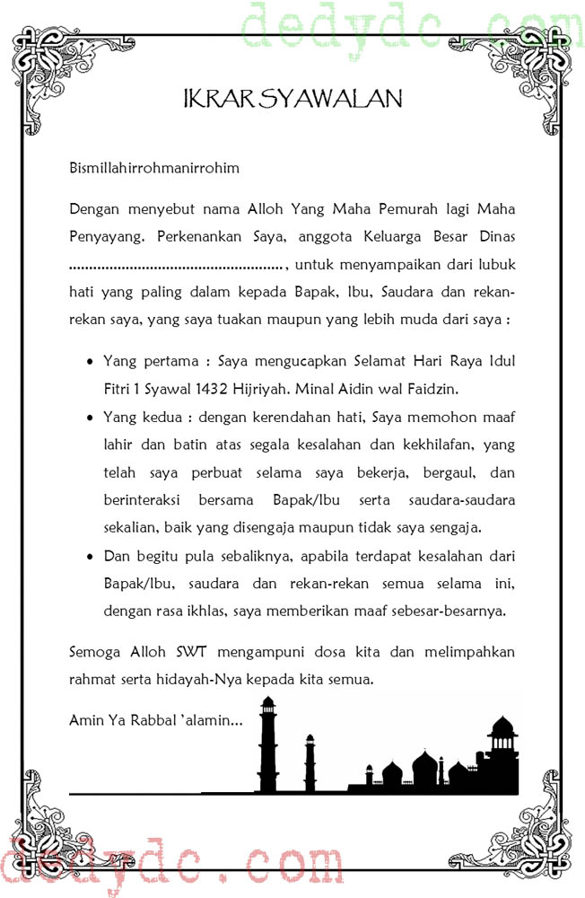 dedy's world ikrar syawalan 1432H