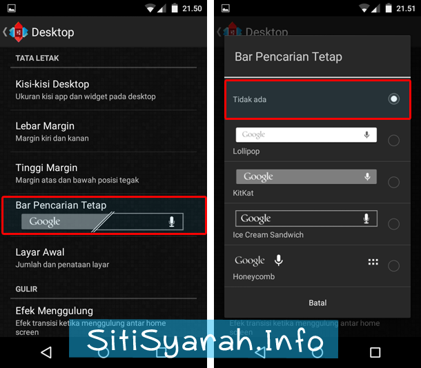 menghilangkan menu pencarian di android