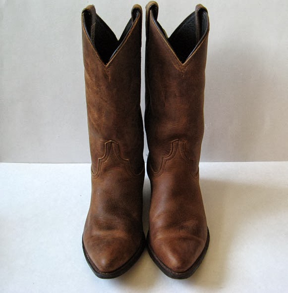 CODE WEST FRYE BROWN LEATHER COWBOY BOOTS WOMENS SIZE 7.5