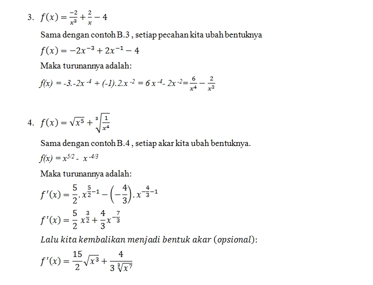 Contoh soal turunan fungsi aljabar