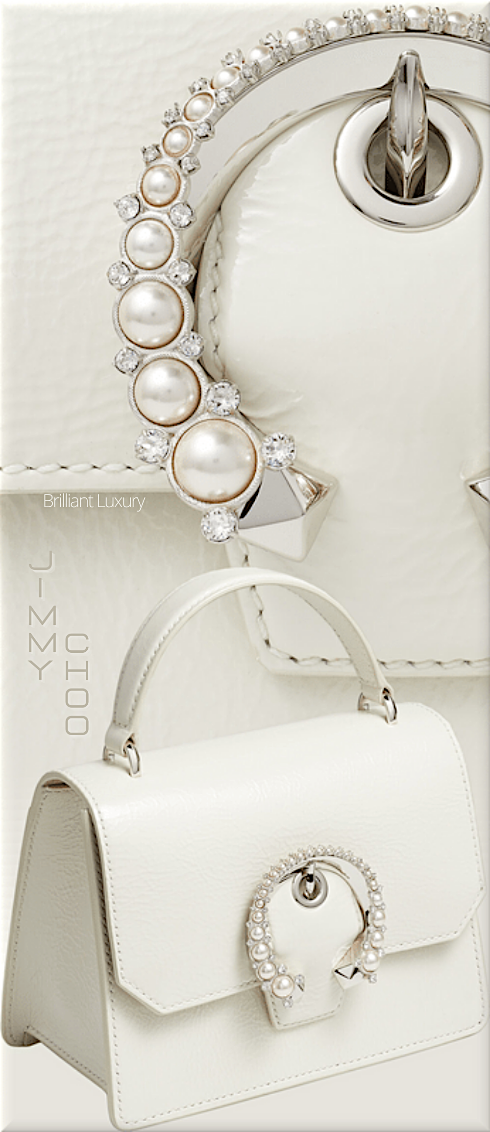 ♦Jimmy Choo Madeline satchel in latte patent textured leather with pearl buckle #jimmychoo #bags #brilliantluxury ♦Jimmy Choo Madeline satchel in latte patent textured leather with pearl buckle #jimmychoo #bags #brilliantluxury