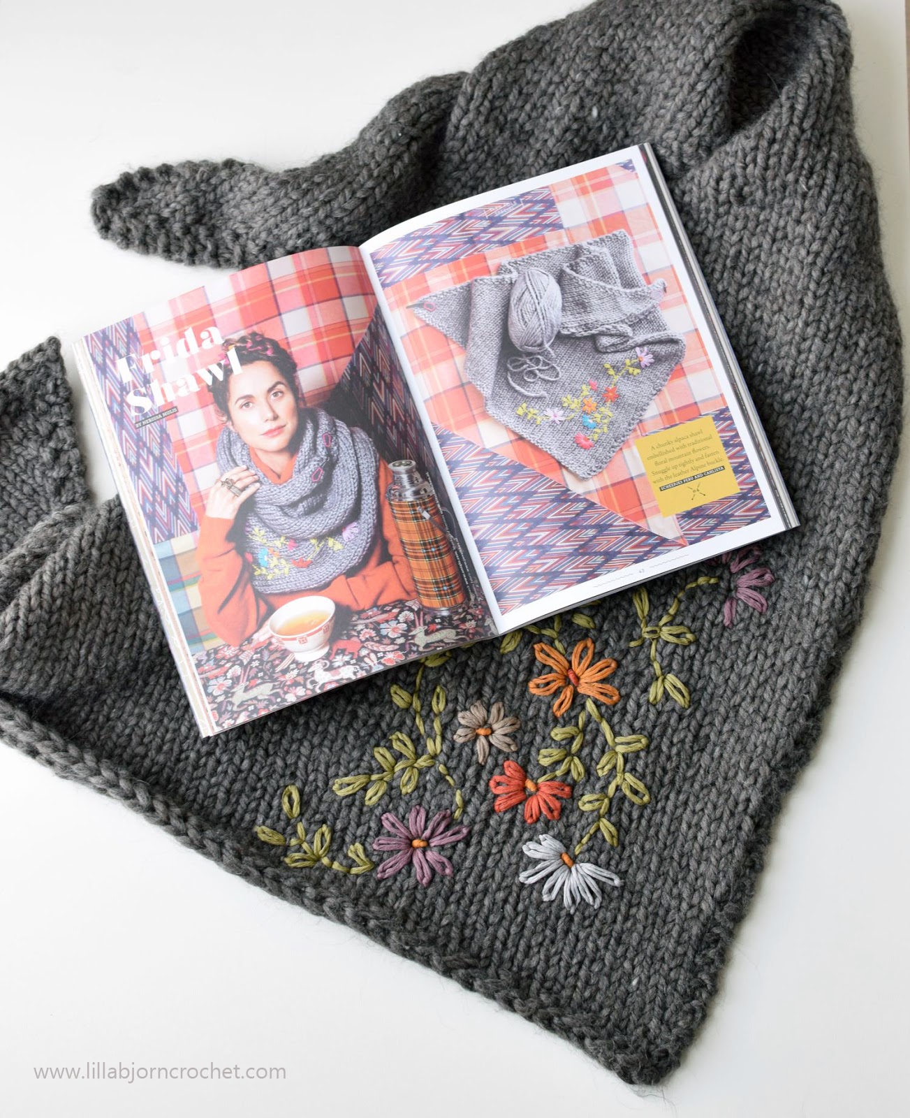 Frida Shawl, and My Embroidery-on-knit Adventure