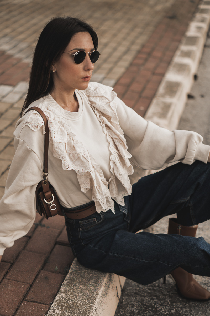 Sudaderas Zara Washed Effect Varsity Mujer Azules En Sudaderas