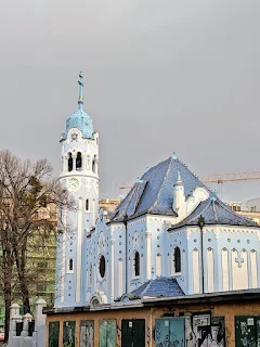 Bratislava in January: The Church of St. Elizabeth (blue church)