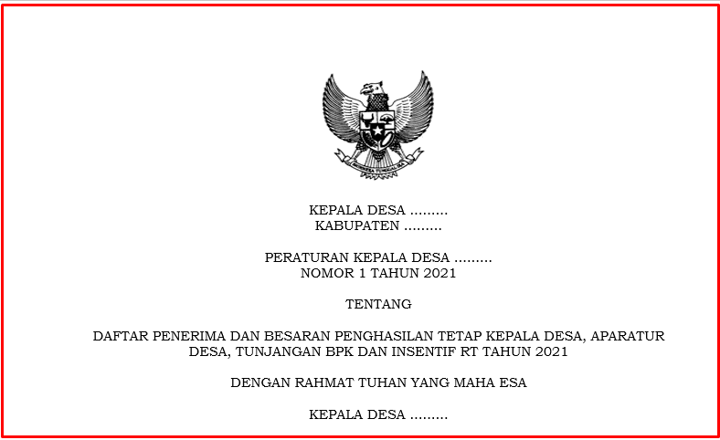 [TERANYAR 2021] CONTOH SK Kepala Desa TPK, PPKD dan Tim