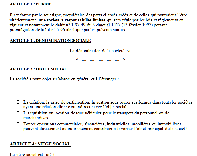 Modèle statut sarl 2 associés gratuit – Des documents