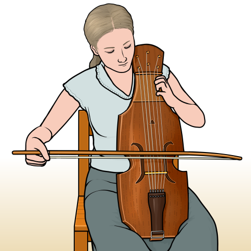 プウォック・フィドル(Plock fiddle / Fidel płocka)を演奏している女性