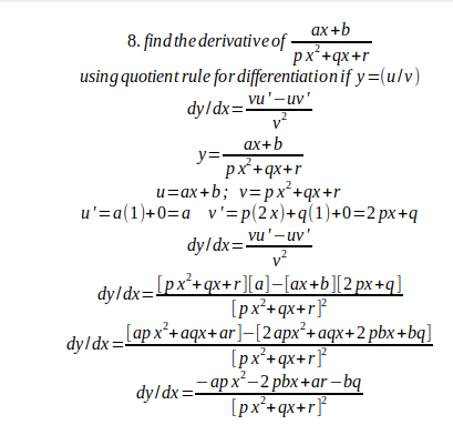 Mixture Find The Derivative Of Ax B P X 2 Qx R