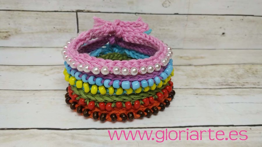 pulseras de crochet con abalorios