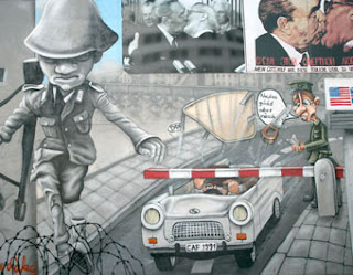 Berlin Wall Artwork and Graffiti and Political Cartoon Today