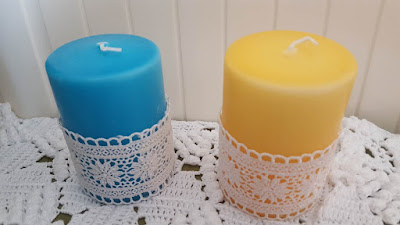 Lace edged candles Lace edged candles