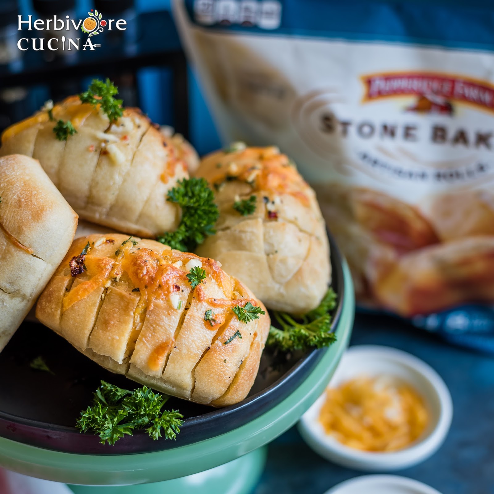 Herbivore Cucina Hasselback Garlic Cheese Breads