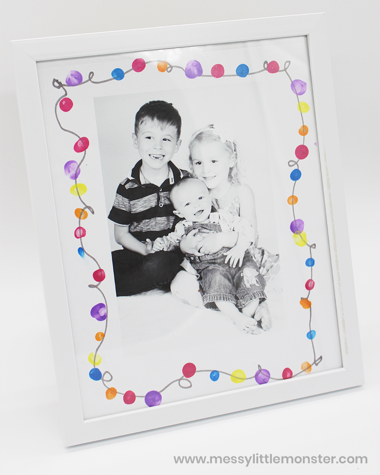Fingerprint Christmas Lights Keepsake Craft Messy Little Monster