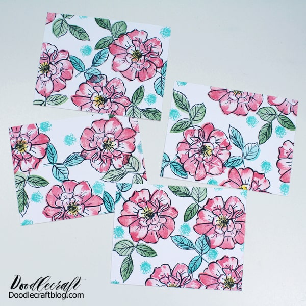 Quick Stamped Handmade Cards DIY with bright colored florals, perfect for sending cards through the mail.