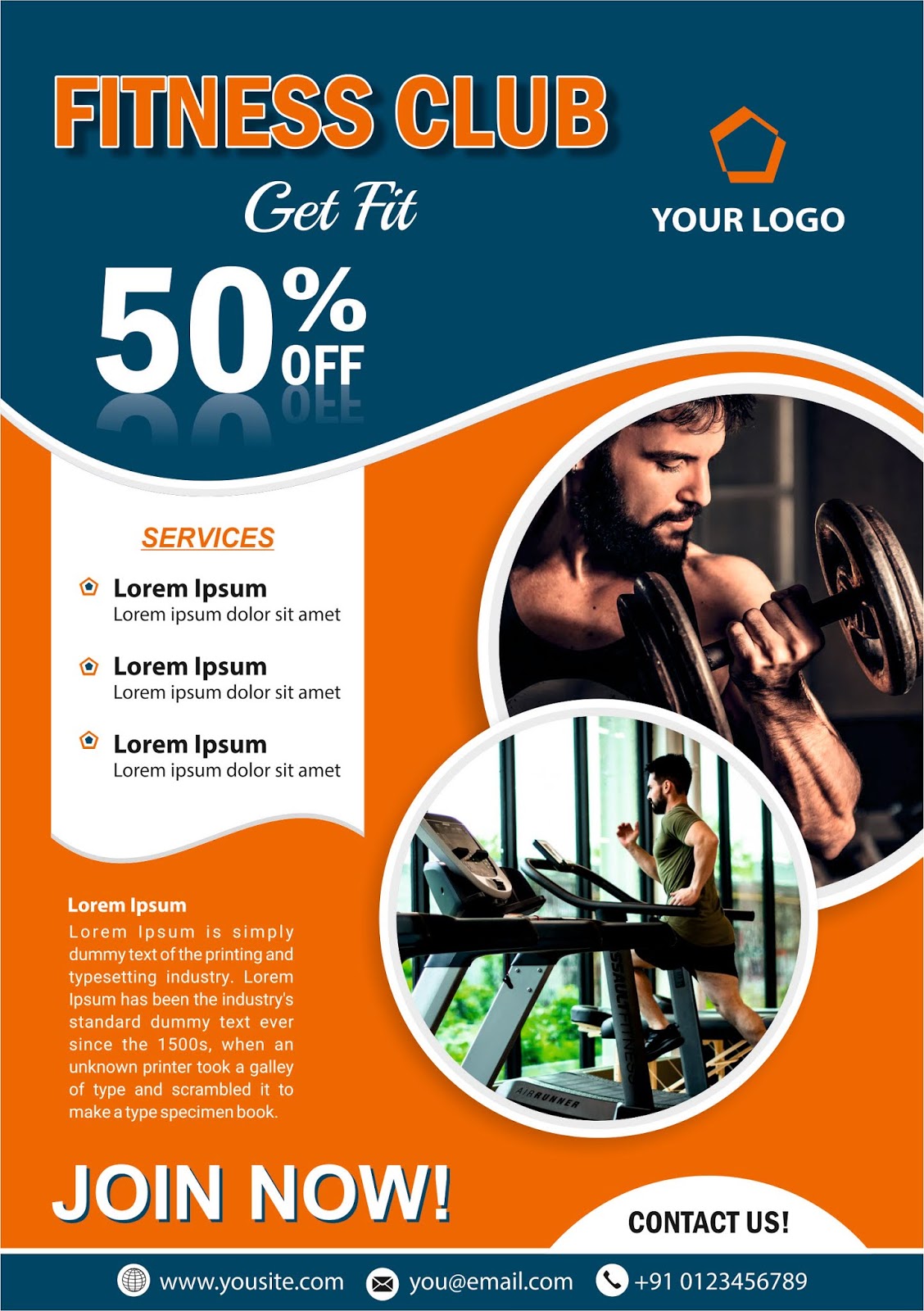 Gym poster flyer design template CDR file free download | Kafeel Graphics