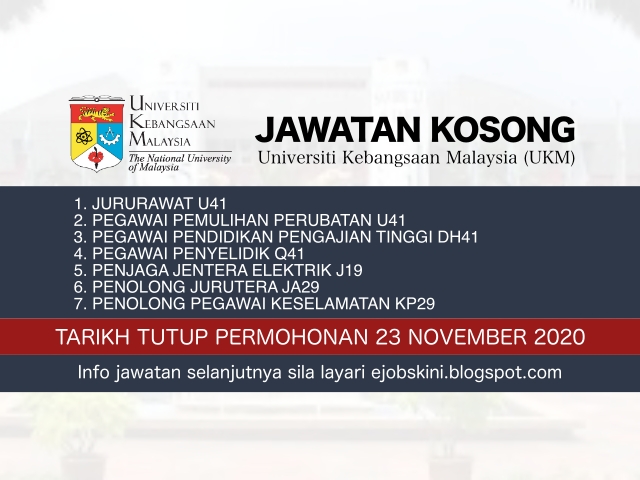 Jawatan Kosong Ukm November 2020