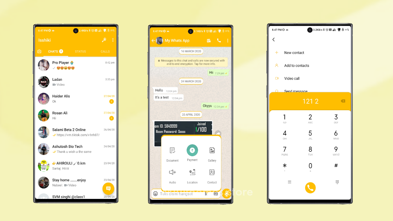 Best yellow Theme For MIUI 11 With WhatsApp module