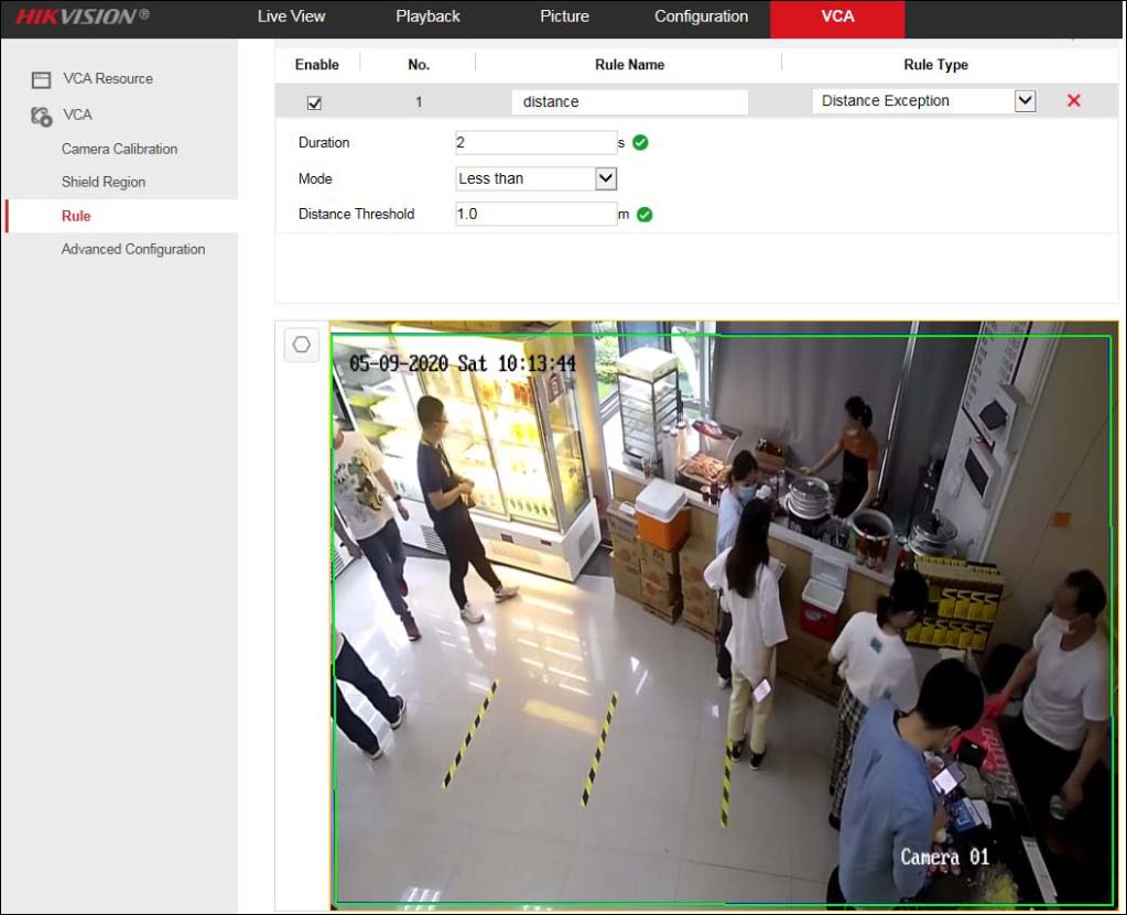 How to configure Hikvision Distance Exception function