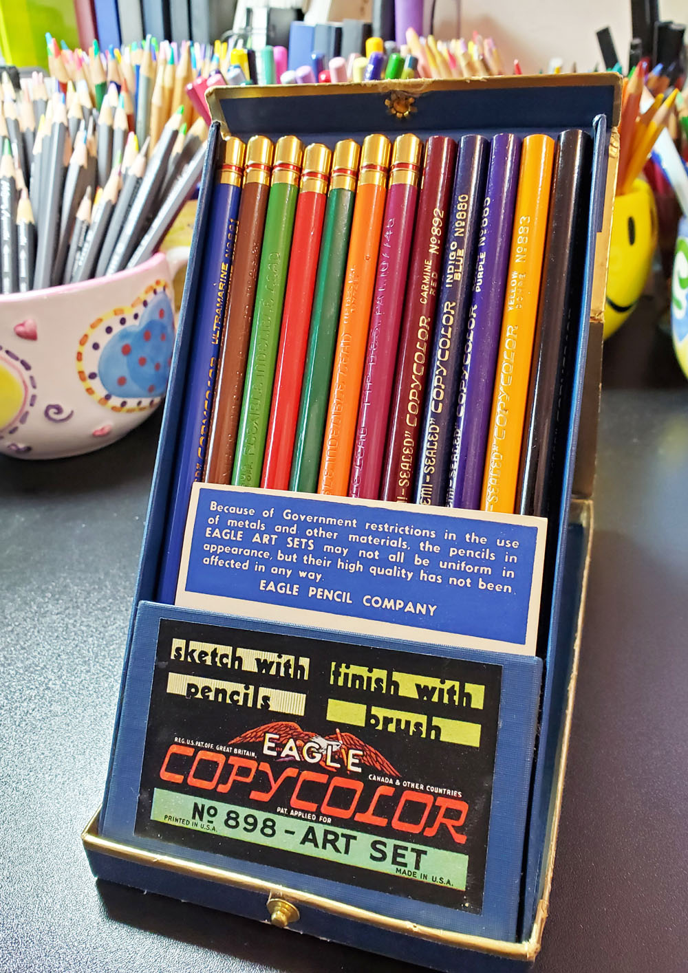 Fueled by Clouds & Coffee Vintage Colored Pencils Eagle Copycolor