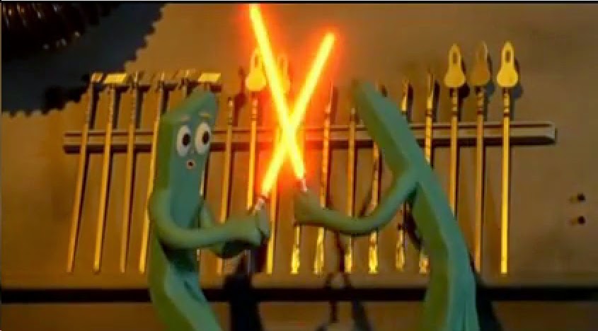 Z. 2. 0. Remember when Gumby fought his robot doppelganger in a lightsaber ...