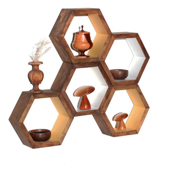アイスキャンディーの棒で作るハニカムウォールラック, Handmade honeycomb wall rack by popsticks, 棒冰的棒变为六角形挂墙木架