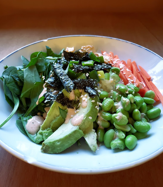 Close up of vegan sushi bowl