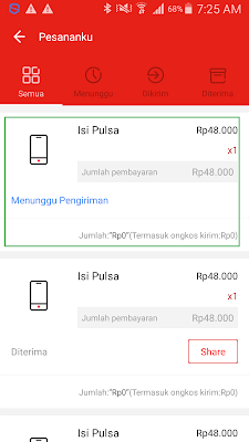 proses pengisian pulsa gratis dari aplikasi akulaku 