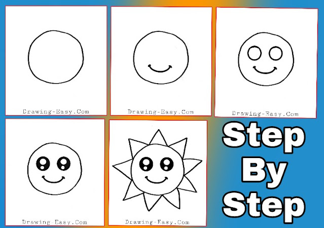 How to draw a sun step by step