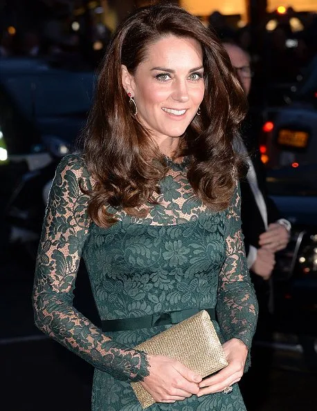 Kate Middleton wore Temperley London dress, KIKI McDonough Amethyst Drop Earrings, carried Wilbur & Gussie Clutch