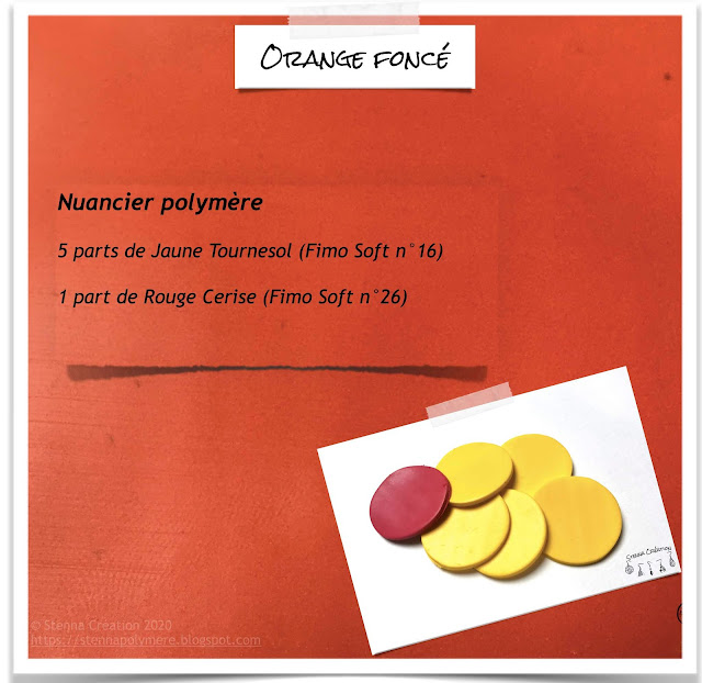 Nuancier polymère Orange foncé Rouge cerise 26 Fimo Soft Jaune Tournesol Fimo Soft 16 Stenna Création